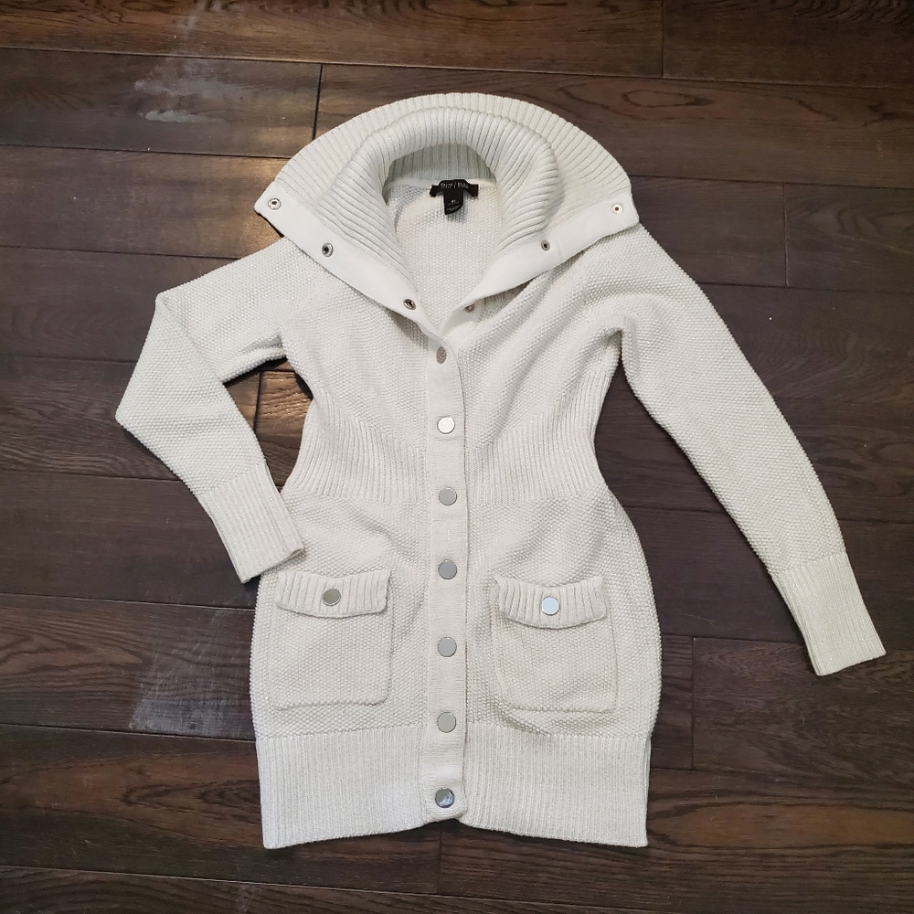 White House Black Market white long cardigan